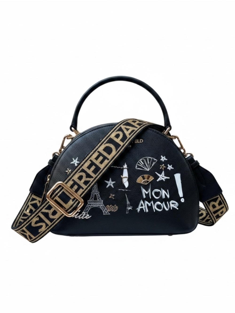Karl Lagerfeld Bellamy Embellished Dome Crossbody & Guitar Strap NWT